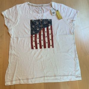 White Tee with American Flag